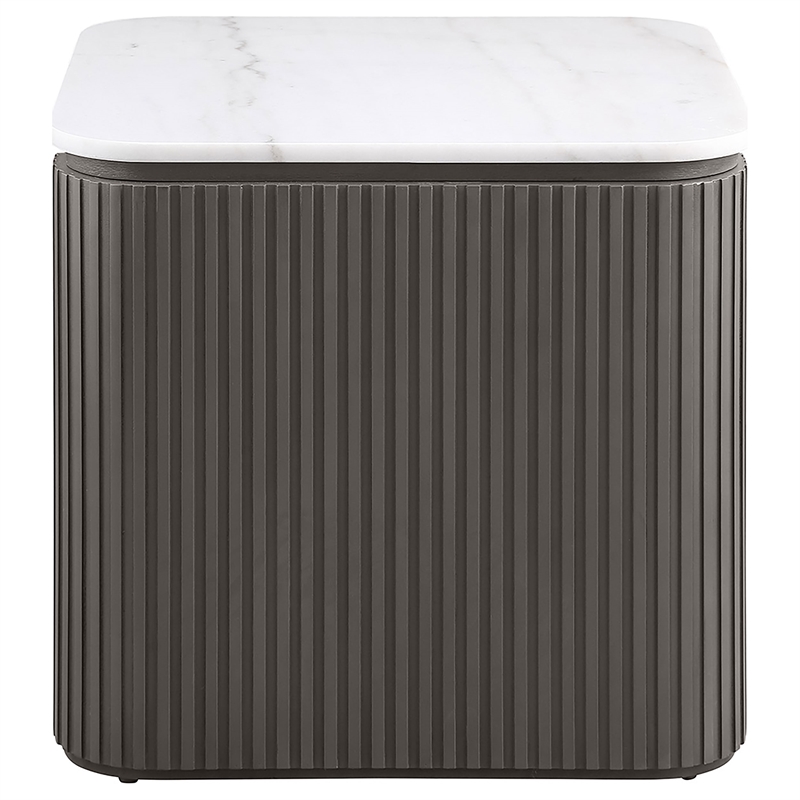 Coaster Lior Square Marble Top Contemporary End Table in Charcoal