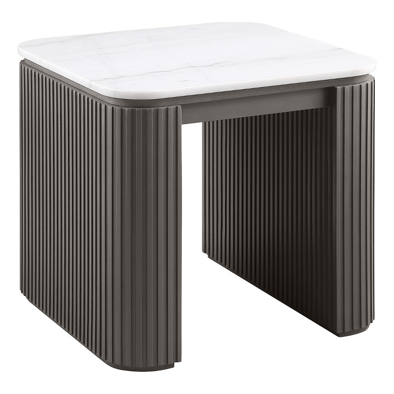 Coaster Lior Square Marble Top Contemporary End Table in Charcoal