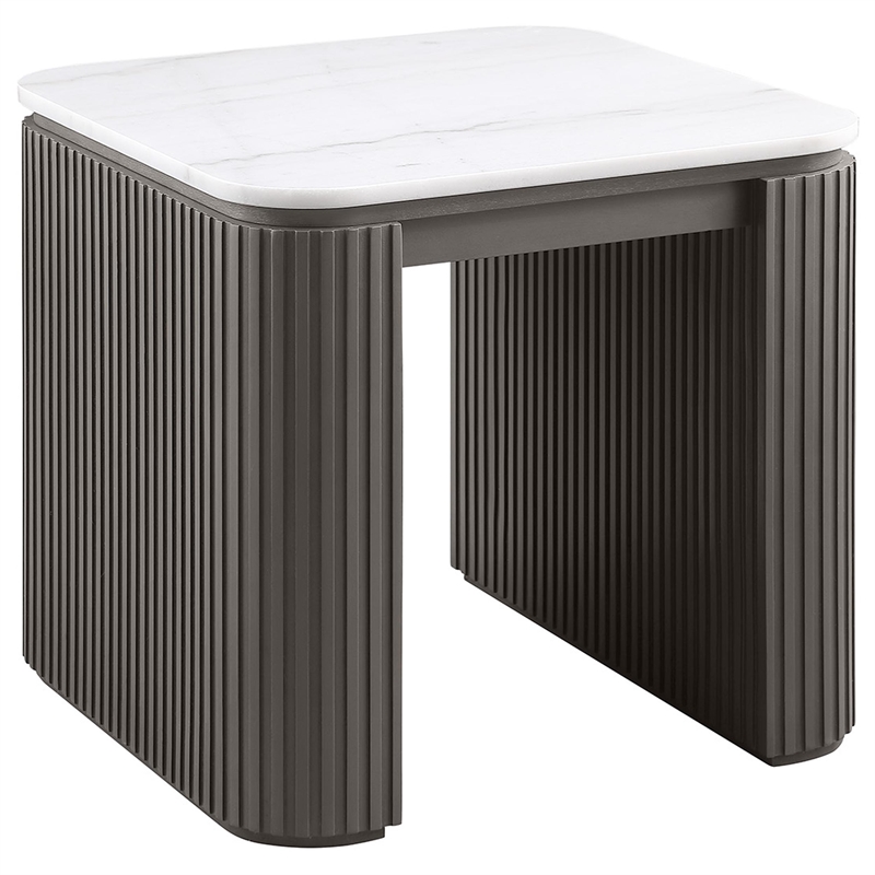 Coaster Lior 3-Piece Rectangular Marble Top Coffee and End Table Set in Charcoal
