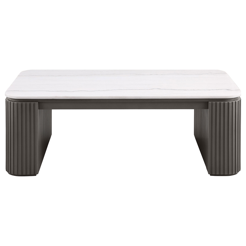 Coaster Lior 3-Piece Rectangular Marble Top Coffee and End Table Set in Charcoal