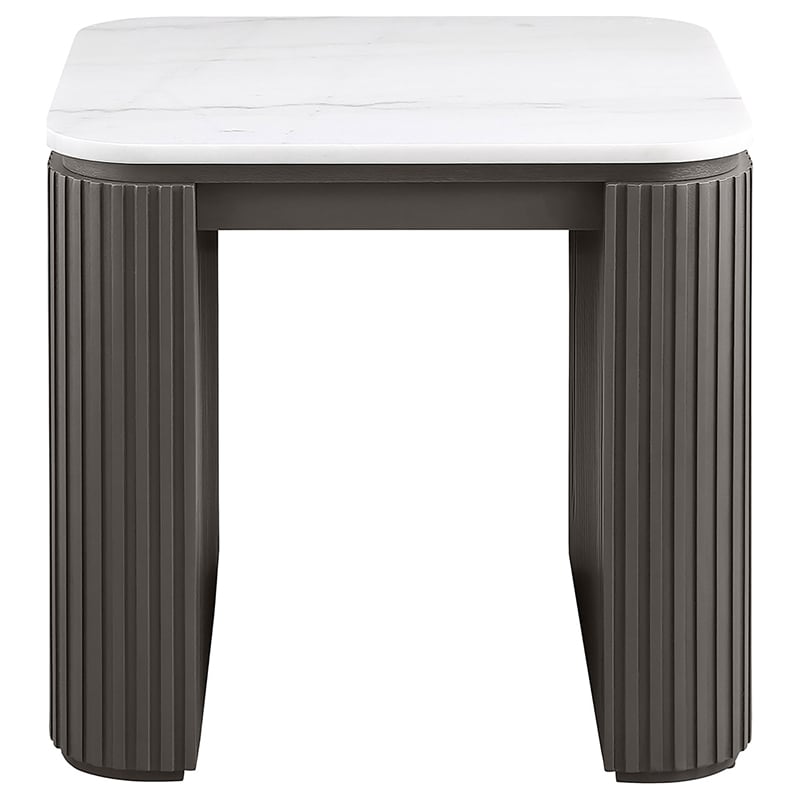 Coaster Lior 3-Piece Square Marble Top Coffee and End Table Set in Charcoal