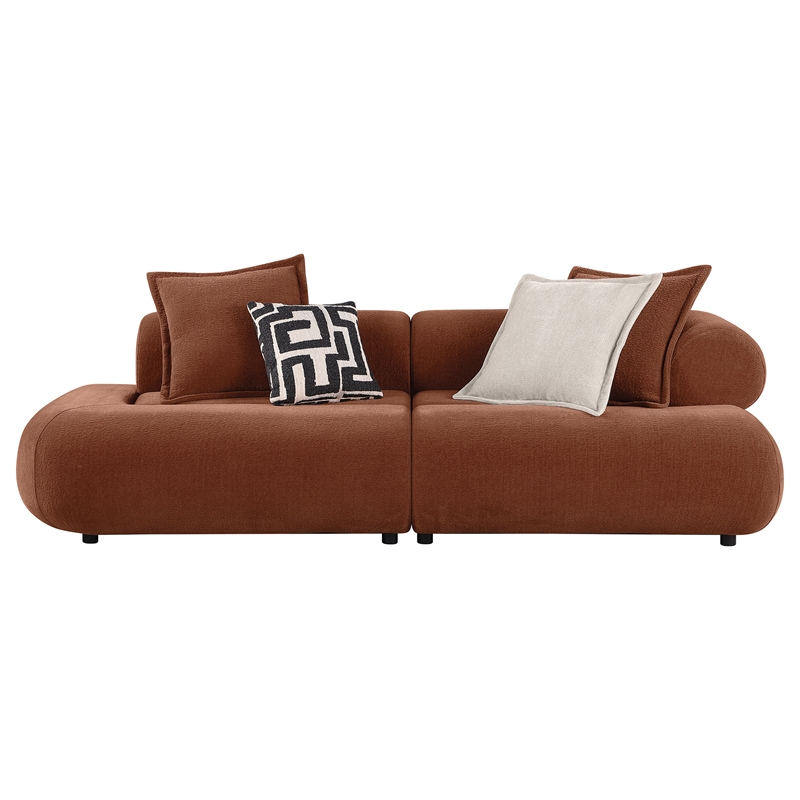 Coaster Byrne 105-inch Velvet Modular Bumper Sectional Sofa in Rust