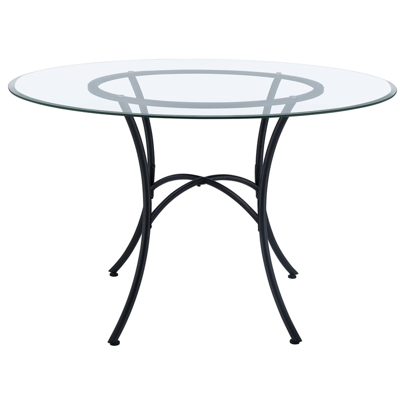 Coaster Kline 48-inch Round Glass Top Dining Table in Metal Black