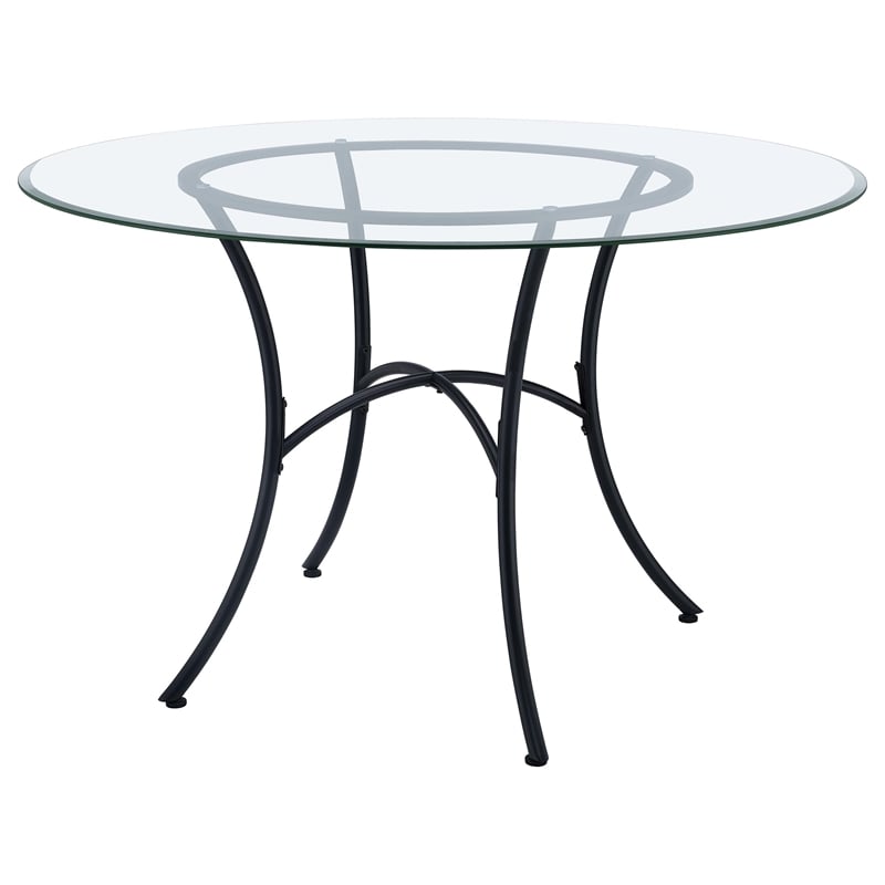 Coaster Kline 48-inch Round Glass Top Dining Table in Metal Black