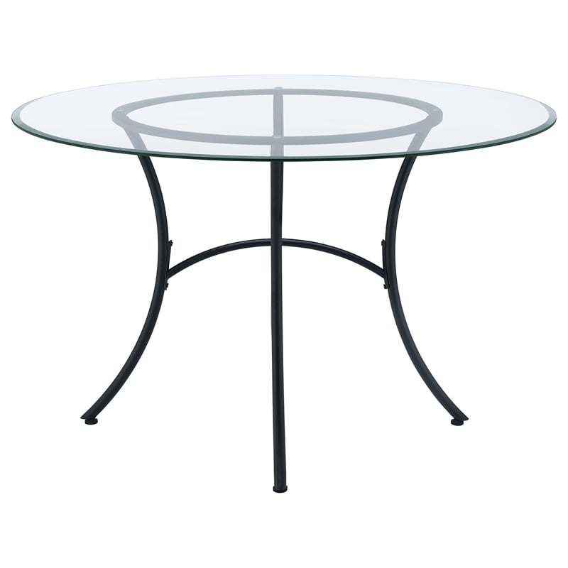 Coaster Kline 48-inch Round Glass Top Dining Table in Metal Black