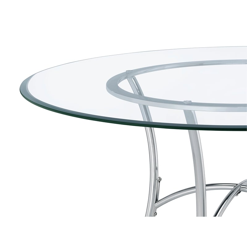 Coaster Kline 48-inch Round Glass Top Dining Table in Metal Chrome