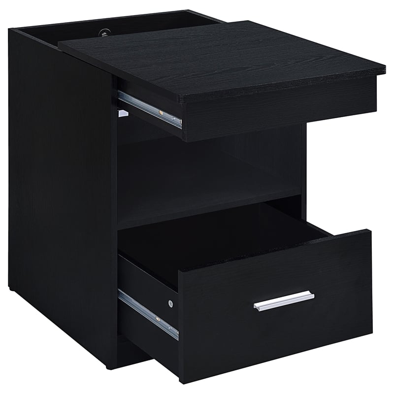 Coaster Fabre Engineered Wood Extendable Top Bedside Table in Black Ash