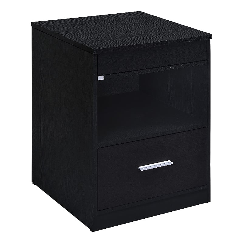 Coaster Fabre Engineered Wood Extendable Top Bedside Table in Black Ash