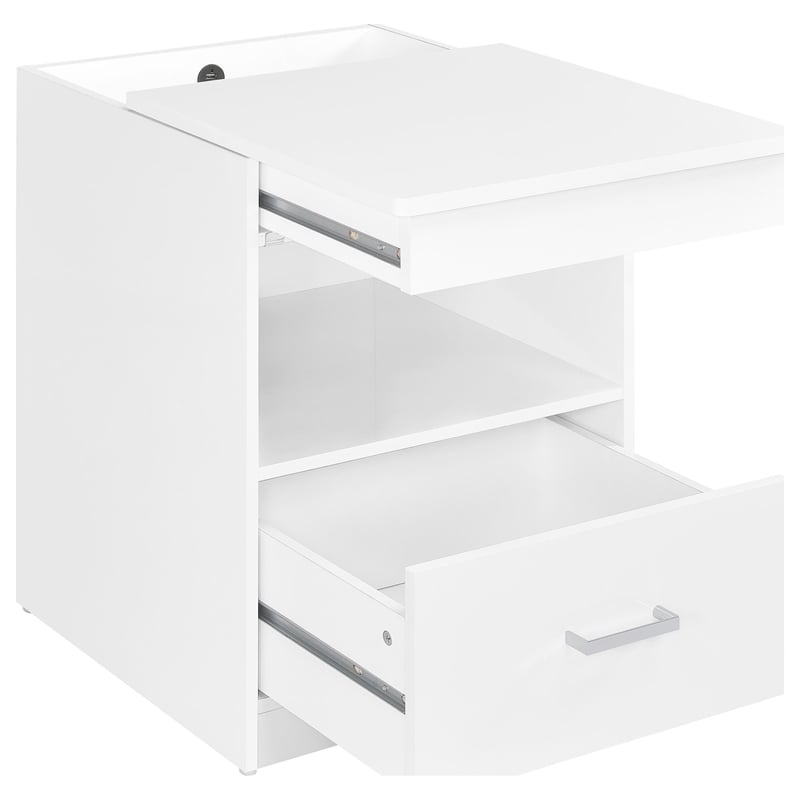 Coaster Fabre Engineered Wood Extendable Top Bedside Table in White High Gloss