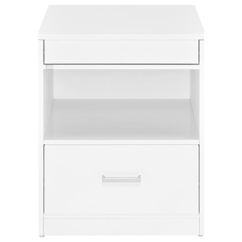 Coaster Fabre Engineered Wood Extendable Top Bedside Table in White High Gloss