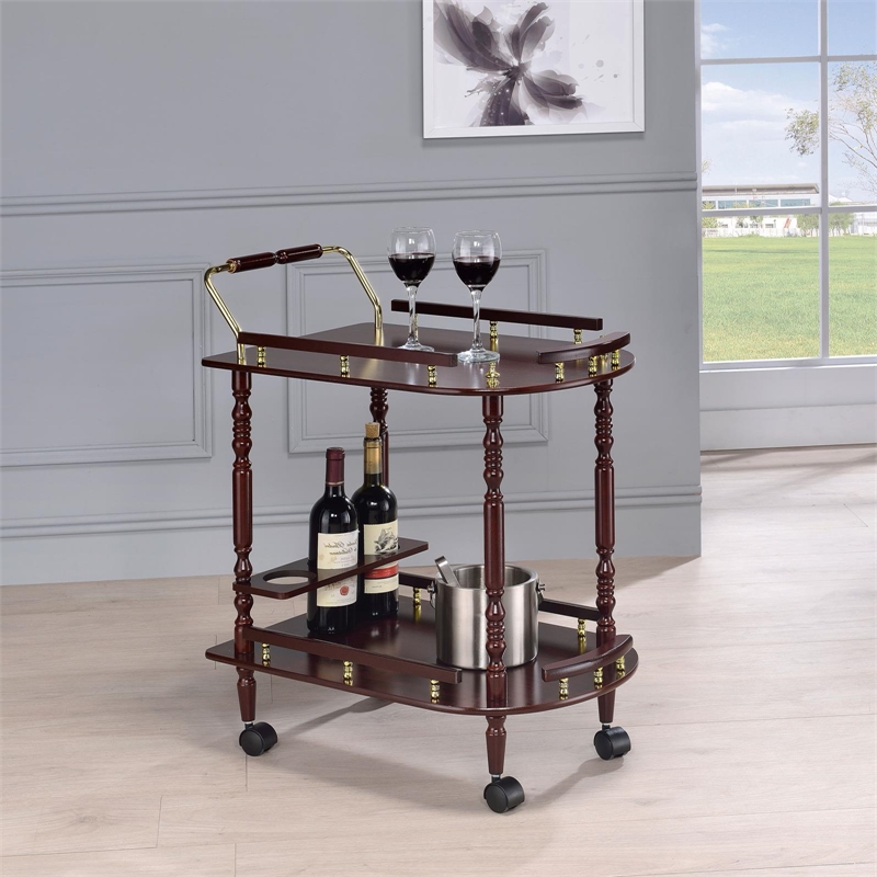 Palmer 2-tier Rectangular Wood Bar Cart Merlot