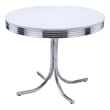 Retro Round 42-inch Wood Top Dining Table White and Chrome