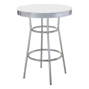 Retro Round 30-inch 1950's Bistro Pub Height Bar Table White