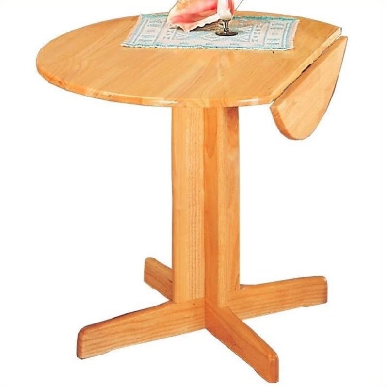 Vignettes Coaster Damen Round Wood Pedestal Dining Table With Leaf In Warm Natural Finish