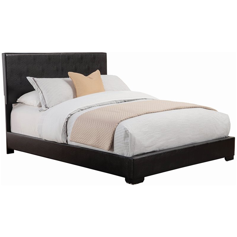 Coaster Queen Faux Leather Upholstered Bed in Black 300260Qii