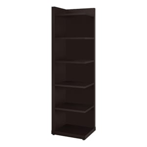 Alder 71-inch 6-shelf Corner Bookcase Cappuccino