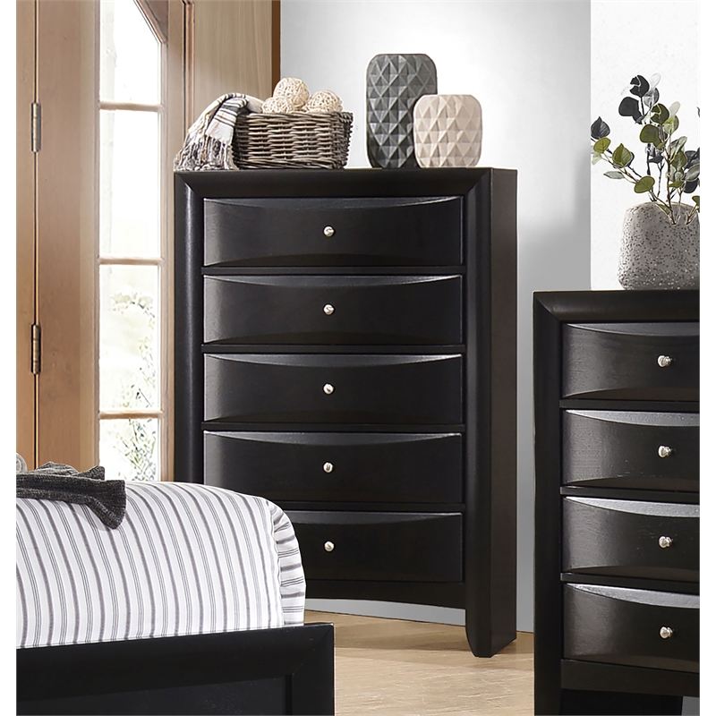 Coaster Briana 5-drawer Transitional Wood Bedroom Chest in Black