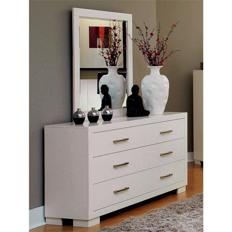 Coaster Jessica Contemporary Rectangular Wood Mirror in White