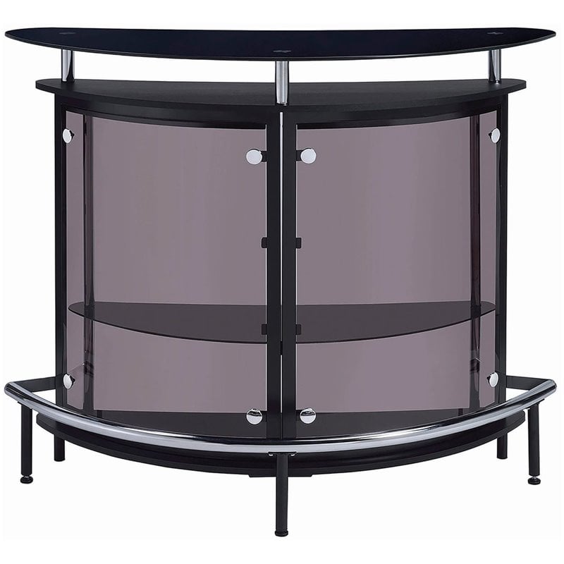 Amarillo Freestanding Glass Top Home Bar Wine Cabinet Black