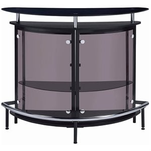 Amarillo Freestanding Glass Top Home Bar Wine Cabinet Black