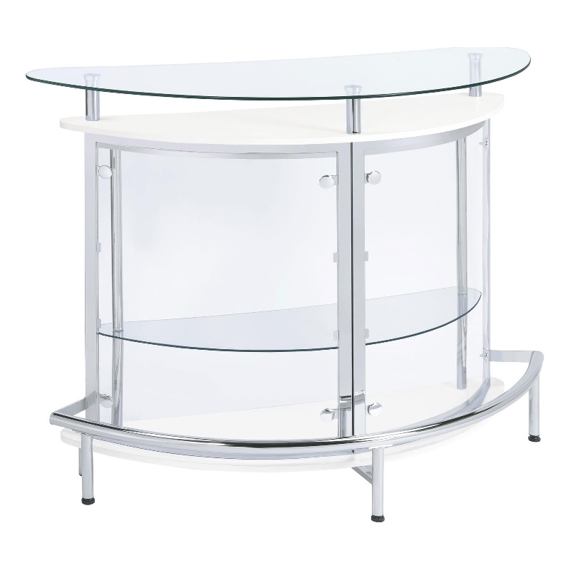 Amarillo Freestanding Glass Top Home Bar Wine Cabinet White