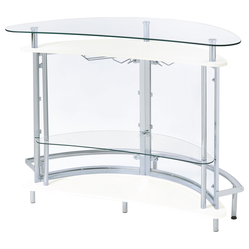 Amarillo Freestanding Glass Top Home Bar Wine Cabinet White