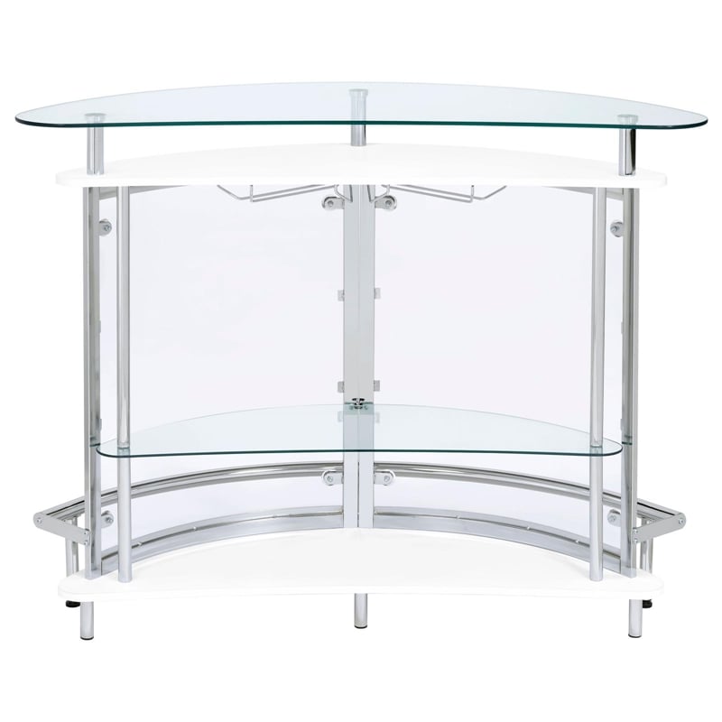 Amarillo Freestanding Glass Top Home Bar Wine Cabinet White