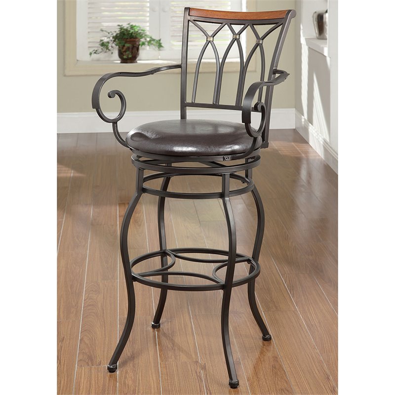 Zoe S Furniture Coaster 29 Decorative Metal Bar Stool With Wood Coaster 29 Decorative Metal Bar Stool With Wood Trim In Espresso