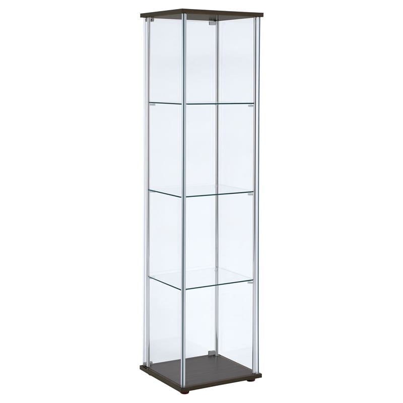 Coaster Bellatrix 3-shelf Clear Glass Curio Cabinet in Cappuccino
