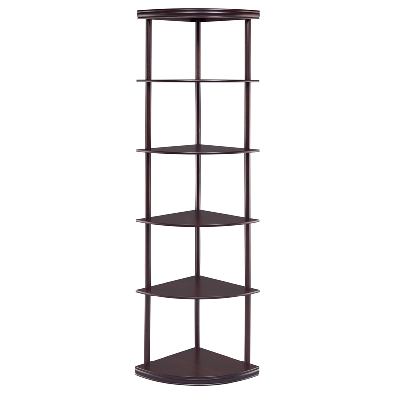 Bonwick 72-inch 5-shelf Corner Bookshelf Cappuccino