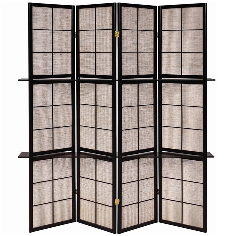 Iggy 4-Panel Room Divider Folding Shoji Screen Cappuccino