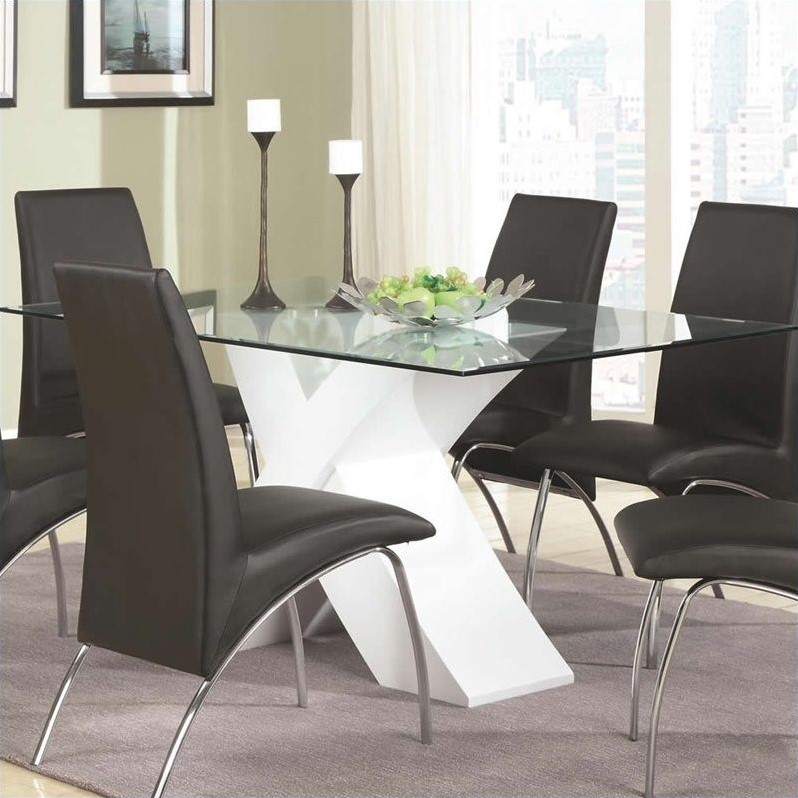 Vignettes Coaster Ophelia Contemporary Glass Top Dining Table In White