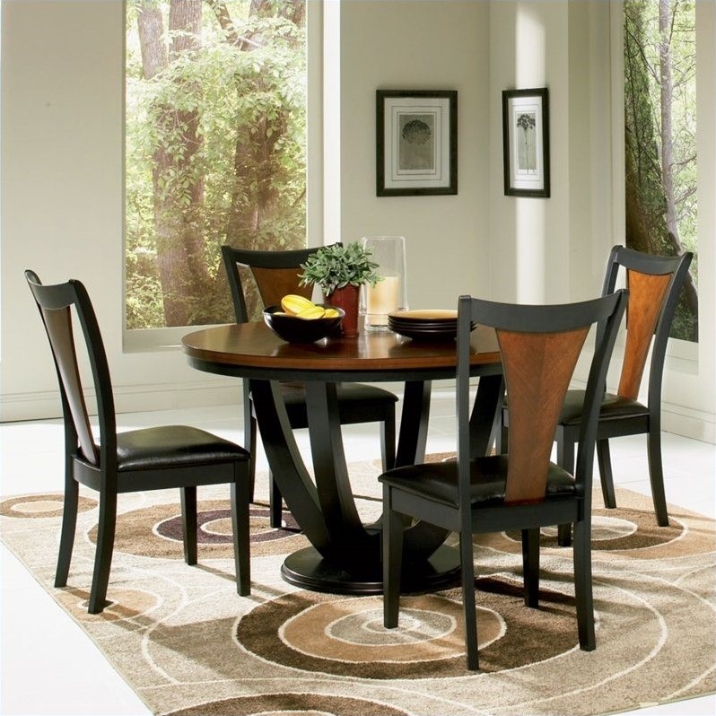 493786 L Jpg Coaster Boyer Round Dining Table In Black And Cherry