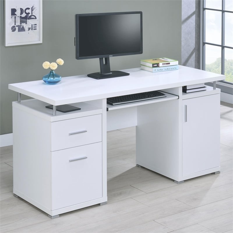 Tracy 55-inch 2-drawer Wood Office Computer Desk White