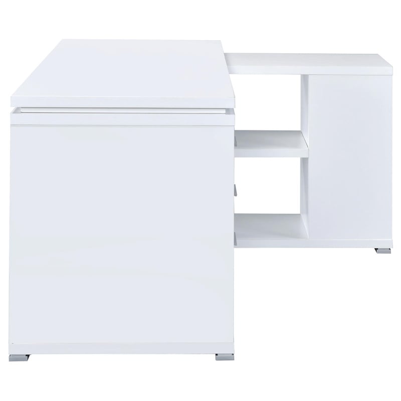 Yvette 60-inch 3-drawer L-Shape Wood Computer Desk White