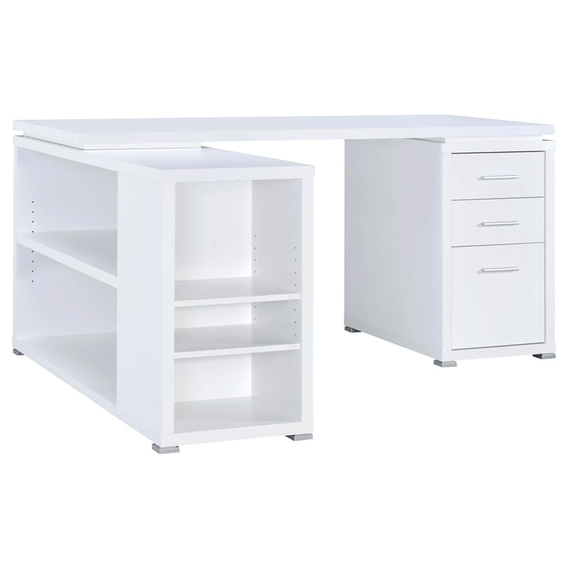 Yvette 60-inch 3-drawer L-Shape Wood Computer Desk White