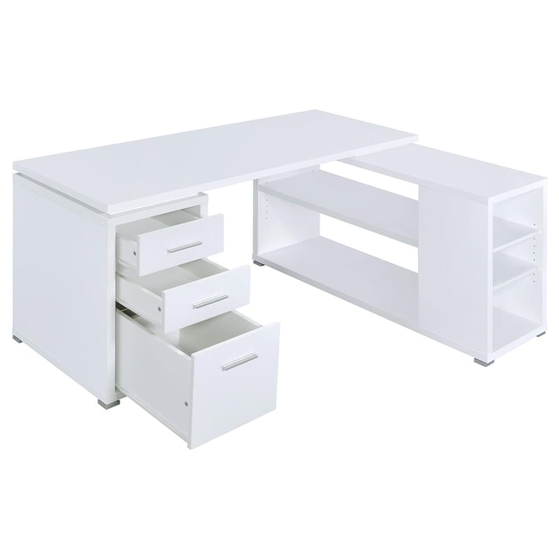Yvette 60-inch 3-drawer L-Shape Wood Computer Desk White