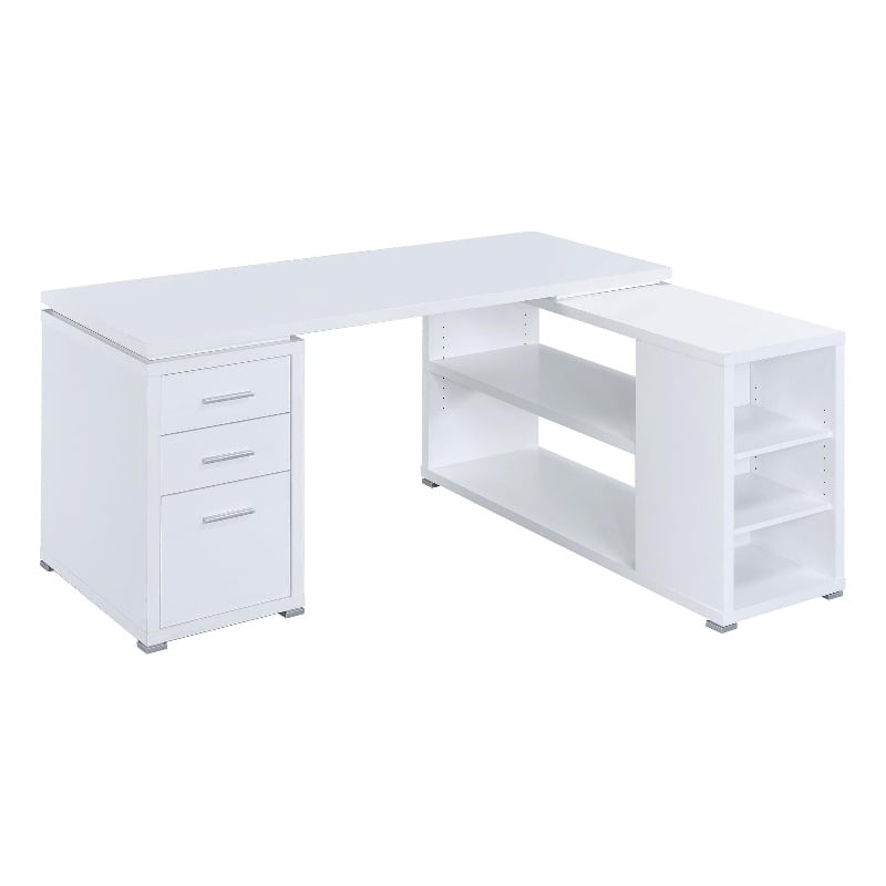 Yvette 60-inch 3-drawer L-Shape Wood Computer Desk White
