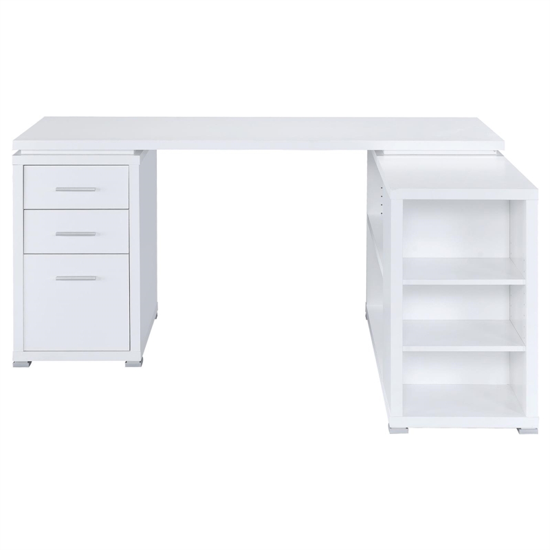 Yvette 60-inch 3-drawer L-Shape Wood Computer Desk White