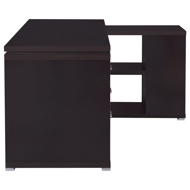 Yvette 60-inch 3-drawer L-Shape Wood Computer Desk Cappuccino