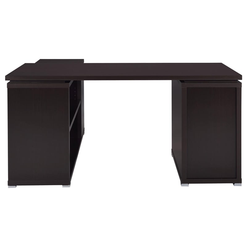 Yvette 60-inch 3-drawer L-Shape Wood Computer Desk Cappuccino