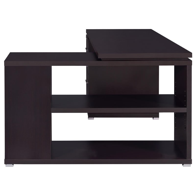Yvette 60-inch 3-drawer L-Shape Wood Computer Desk Cappuccino