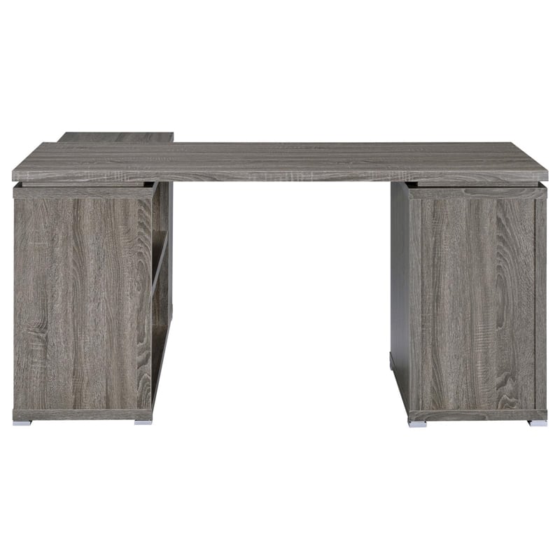 Yvette 60-inch 3-drawer L-Shape Wood Computer Desk Weathered Gray