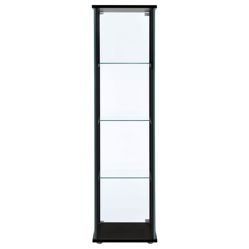 Cyclamen 4-shelf Clear Glass Curio Display Cabinet Black