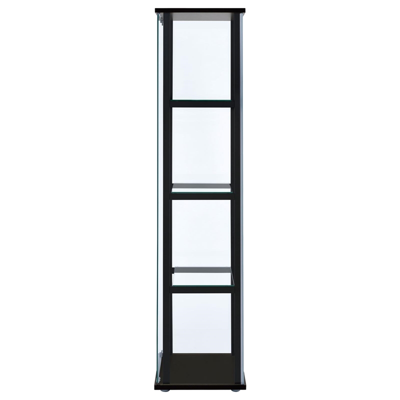 Cyclamen 4-shelf Clear Glass Curio Display Cabinet Black