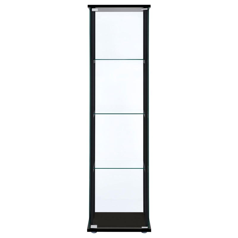 Cyclamen 4-shelf Clear Glass Curio Display Cabinet Black