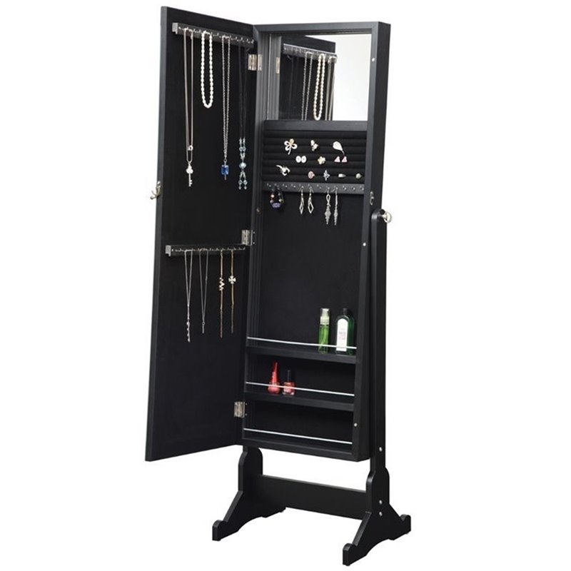 Cortez Cheval Mirror with Jewelry Storage Black