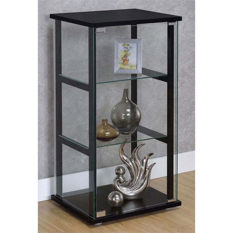 Cyclamen 3-shelf Clear Glass Curio Display Cabinet Black
