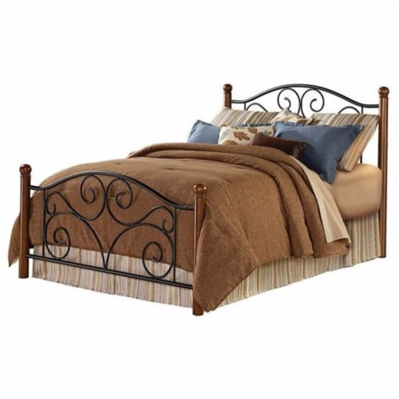 Fashion Group Doral Metal Poster Black & Walnut Bed  