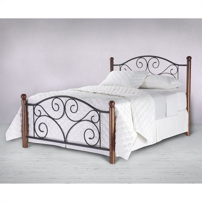 Fashion Bed Group Doral Metal Poster Bed in Black and Walnut